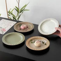 Assiettes en céramique rétro, 1 pièce, assiettes exquises pour le thé, les collations, les fruits, les desserts, les gâteaux, accessoires de cuisine, vaisselle en céramique