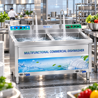 Lave-vaisselle et lave-légumes professionnel à double bac en acier inoxydable pour restaurant - Fabricant