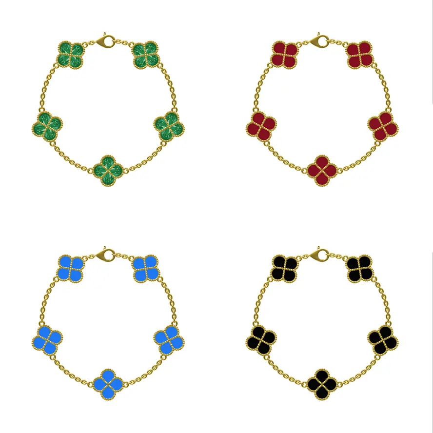 Hot Sale High Quality Designer Jewelry Four Leaf Clovers Bracelets 18K Gold Plating AU750 4 Leaf Clover Bracelet