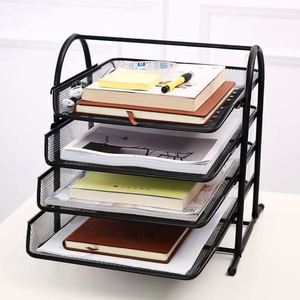 Organizador de Archivos de Escritorio de Metal de 4 Niveles, Color Negro, de Buena Calidad, para Suministros de Oficina - Product Image 1
