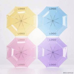 <b>Automatic</b> Clear for Sun Rain Dual Use Long Handle Transparent <b>Umbrella</b> With Custom Logo Promotional Gifts & Events - Product Image 4