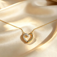 Colliers de mode, Collier de mariage, Bijoux fantaisie, Collier statement plaqué or 18 carats, Pendentif cœur pour femme, Colliers à fine chaîne