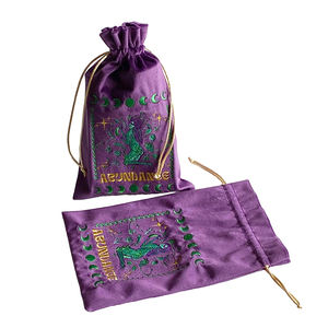 Borsa per carte <span class=keywords><strong>Taro</strong></span> con coulisse in velluto viola con ricamo personalizzato con custodia in cotone di buon velluto - Product Image 1