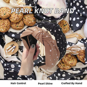 2021 Fashion Women's Handmade <b>Plastic</b> <b>Sweet</b> Style Fixed Hair Headband Shining Pearls Rhinestone Ornament Middle Knot Turban Hair - Product Image 2