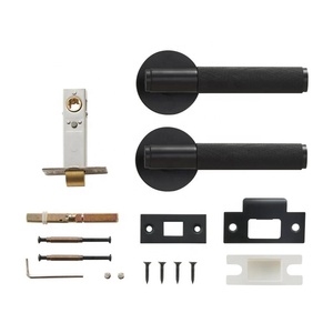 Set Maniglie per <span class=keywords><strong>Porta</strong></span> in Ottone Zigrinato con Serratura a Leva, Cilindro Magnetico Fittizio EU per Interni - Product Image 3