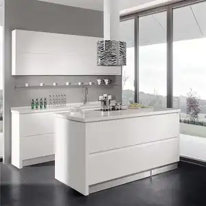 豪华设计哑光饰面欧式厨柜现代咖啡定制厨房岛