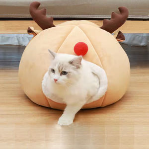 Köpek yatağı noel ren geyiği kapalı kedi yatak sıcak lüks rahat kedi yatağı çıkarılabilir ve yıkama pet malzemeleri - Product Image 3