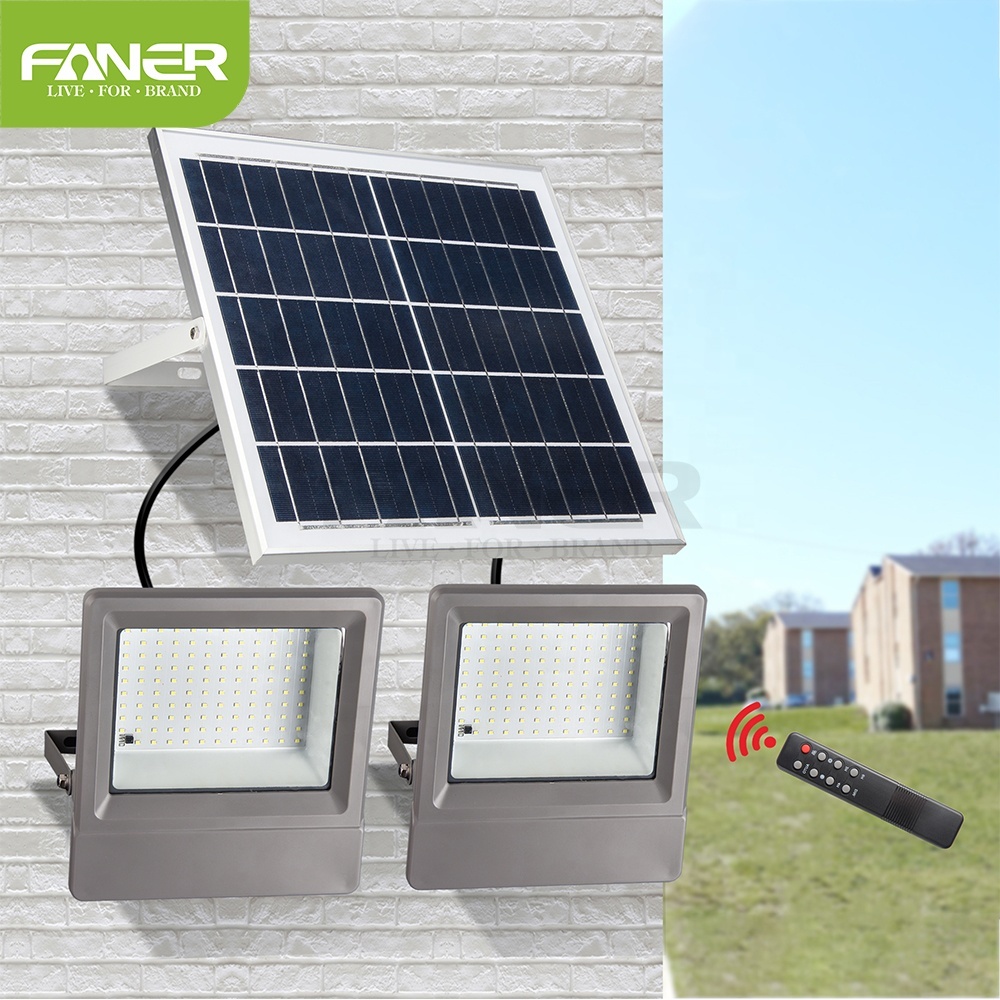 Faner commercial Dual head 300 watt solar led flood light wide angle with 5m wire