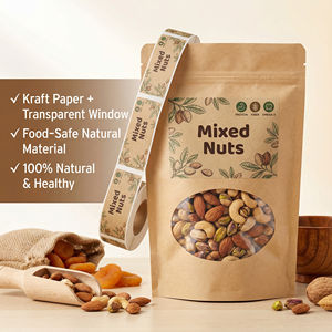 Étiquette personnalisée pour emballage de fruits secs, autocollant en papier kraft auto-adhésif avec icônes nutritionnelles pour sacs de collations - Product Image 1