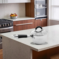Ensemble d'ustensiles de cuisine en acier inoxydable durable personnalisé, surface polie miroir, compatible induction, couvercle en verre, métal durable