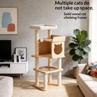 Grand arbre à chat en bois personnalisé avec logo de marque, tour d'activités multi-plateformes pour plusieurs chats, pour le jeu et le repos quotidiens
