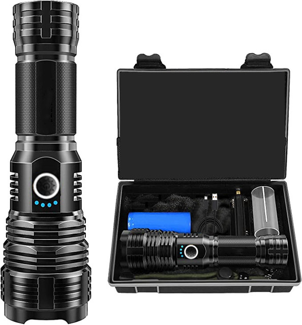 USB Rechargeable Tactical LED High 10000 Lumens XHP70 Flashlight Aluminum Alloy IP66 Waterproof 5 Modes Handheld Emergency