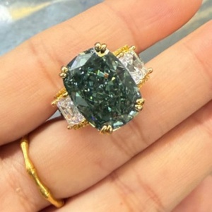 Fashion Jewelry Eco-friendly Copper Gold Plated 12*16mm Multicolor Zircon Vintage 3 Stone <b>Adjustable</b> <b>Ring</b> for Women - Product Image 3