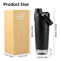 Gobelet shaker en acier inoxydable isolé anti-fuite de 20 oz avec logo personnalisé, 600 ml, base de stockage, bouteille pour shakes protéinés, entraînement en poudre