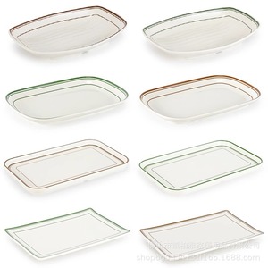 Platos de plástico de melamina, platos rectangulares, vajilla de imitación de porcelana para hot pot, platos para platos fríos de restaurante, platos para aperitivos. - Product Image 1