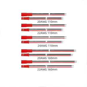 20AWG 22AWG JST מחבר תקע 2 פינים זכר נקבה תקע מחבר חוט כבלים לרצועת מנורת LED RC צעצועי סוללה