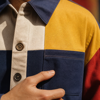 Chemise-veste surdimensionnée pour femmes, taille plus, style Bauhaus, blocs de couleurs, manches longues, boutonnée, du 44 au 58