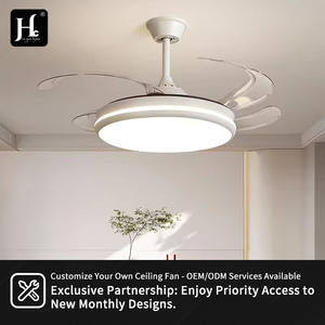 Modern White Invisible <b>Ceiling</b> <b>Fan</b> <b>with</b> Light - Silent LED <b>Ceiling</b> <b>Fan</b> Lamp for Living Room Bedroom - Product Image 5