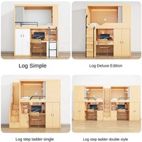 Lit superposé moderne de luxe de taille Queen avec escaliers en bois et rideaux de confidentialité pour adultes.
