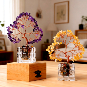 Promotion : Arbre de la Fortune en Pierres de Guérison Cristallines, Arbre à Monnaie en Copeaux de Quartz Naturel, Bonsaï en Verre, Arbre Feng Shui - Product Image 2