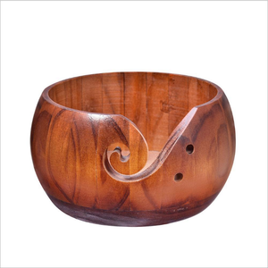 Knitting Wool Storage Basket With Handmade Holes Wooden Yarn Bowl Holder