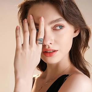 Anello T0245 con Fiore in Turchese, Argento 925, Montatura Vintage, Unisex, per Uso Quotidiano, Anelli Raffinati - Product Image 3