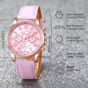 Reloj de Cuero Geneva Simple e Individualista de Moda para Mujer, el Más Vendido de NYY, Juego de Regalo de Joyería con Accesorios en Forma de Corazón - Product Image 5