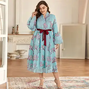 R13802S महिलाओं की अधिक आकार 4XL 2022 मुस्लिम कपड़े उच्च गुणवत्ता यूरोपीय और अमेरिकी प्लस आकार फैक्टरी थोक पोशाक