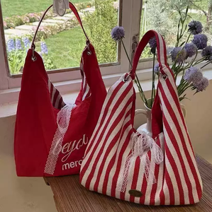 Bolso de Hombro de Lona a Rayas para Mujer PEIQUAN, Bolso <span class=keywords><strong>Tote</strong></span> Reversible con Patrón de Letras, Bolso de Gran Capacidad para Estudiantes - Product Image 4