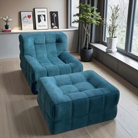 Fauteuil de Salon Individuel Moderne avec Pouf Ottoman, Mobilier Gain de Place Compressé sous Vide pour Chambre, Appartement, École, Salon et Hôtel