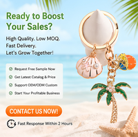 Porte-clés Émail Plage Estivale avec Breloques Palmier, Ananas, Coquillage, Étoile de Mer, Queue de Sirène – Pendentif Métallique pour Sac de Vacances pour Femme