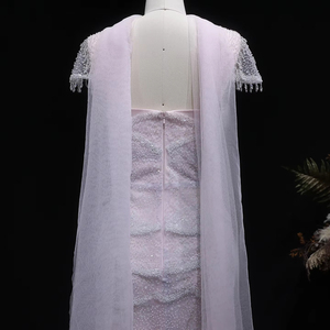 Vestidos Largos de Noche Formales Lsz523 con Capa Tipo Bufanda, Manga con Volantes y Lentejuelas, Vestido de Fiesta para Invitadas de Boda, Jancember - Product Image 5