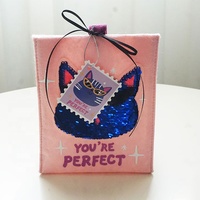 Sac cadeau réversible à paillettes, motif dessin animé, écologique et durable, en feutre non tissé, avec poignées et fond à soufflets, idéal pour les fêtes