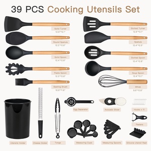 Ensemble d'ustensiles de cuisine en silicone résistant à la chaleur, spatules et outils de cuisson en silicone - Product Image 4