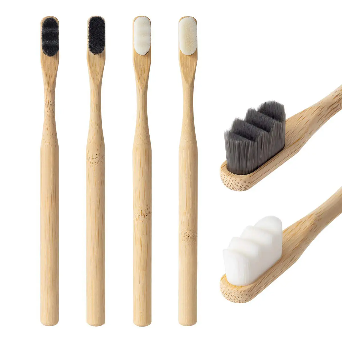 Custom Logo 100% Natural Bamboo Toothbrush Organic Eco-Friendly Biodegradable Tooth Brush for Adults and Children