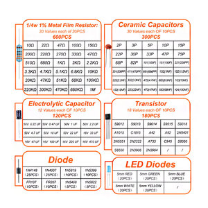 6 types de composants Kit résistance électrolyse condensateur Triode Diode To-92 <span class=keywords><strong>LED</strong></span> mixte bricolage réparation expérience composants électroniques - Product Image 2