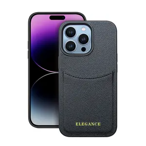 Özel gerçek PU lüks deri telefon Iphone için kılıf 14 13 12 11 Pro Max 7P/8P X/xs Max kart tutucu telefon kapak toptan