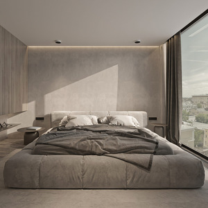 <span class=keywords><strong>Cama</strong></span> Doble Ajustable Tapizada <span class=keywords><strong>en</strong></span> Franela Minimalista Italiana con Estructura de Acero Roble Multifuncional Suave y Cómoda Personalizable - Product Image 4