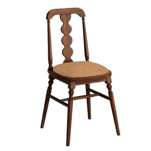 Silla de comedor francesa retro de madera maciza con asiento tapizado para comedor, uso adulto - Product Image 5