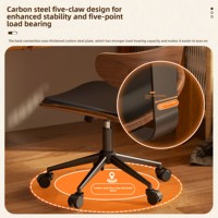 Chaise d'ordinateur vintage pour la maison, le bureau ou l'étude, avec dossier, pivotante, réglable en hauteur, en bois massif, avec base à 5 étoiles et roulettes