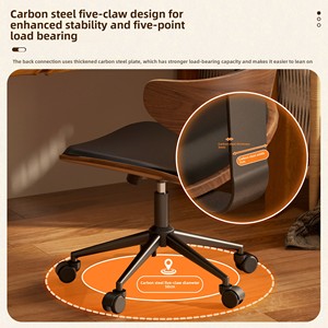 <span class=keywords><strong>Chaise</strong></span> d'ordinateur <span class=keywords><strong>vintage</strong></span> pour la maison, le <span class=keywords><strong>bureau</strong></span> ou l'étude, avec dossier, pivotante, réglable en hauteur, en bois massif, avec base à 5 étoiles et <span class=keywords><strong>roulettes</strong></span> - Product Image 3