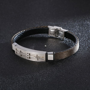 กำไลข้อมือหนังสแตนเลสสตีลรูปหัวใจ KALEN Fashion สำหรับทุกเพศ - Product Image 2