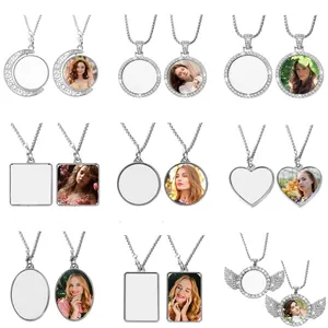 Customized Sublimation Necklace Heat Transfer Printable Blank Necklace With Picture For DIY Craft Valentine's Day Birthday Gifts