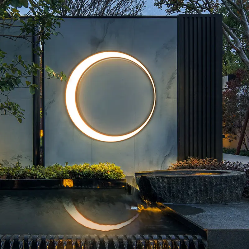 Applique da parete rotonde minimaliste Creative moderne lampade da parete a Led per esterni da giardino nere elettriche