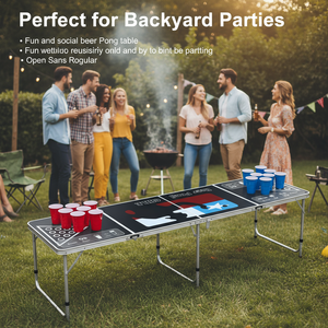 ขายตรงจากโรงงาน โต๊ะพับอลูมิเนียมอัลลอยด์ทันสมัยสำหรับกลางแจ้ง ขนาด 8 ฟุต โต๊ะพกพาสำหรับเล่นเกมและดื่มเบียร์ - Product Image 3