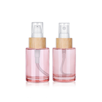 Ensemble de bouteilles en verre pour cosmétiques, récipients d'emballage pour soins de la peau, pot de crème en verre en bambou rose, pompe à lotion, vaporisateur d'huile, flacon compte-gouttes de sérum