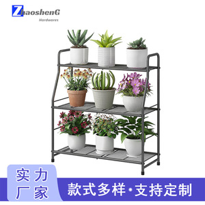 Support à plantes en fer forgé à 3 niveaux, étagère à fleurs en métal, rangement pour balcon, utilisation intérieure et extérieure - Product Image 3