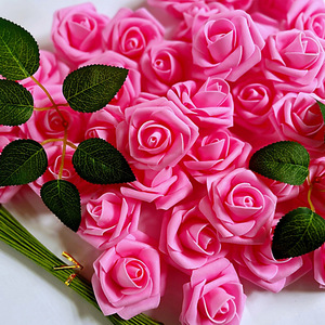 Roses artificielles en plastique PE réalistes et douces, faites à la main, 6,5 cm, petites fleurs artificielles pour Thanksgiving et remise de diplômes, couronnes de desserts DIY - Product Image 6
