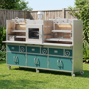 Parrilla Argentina Luxurious Stainless Steel Charcoal Grill-Premium Asado <strong>Compact</strong> Outdoor <strong>BBQ</strong> with Remote Control &amp; Trolley - Product Image 1