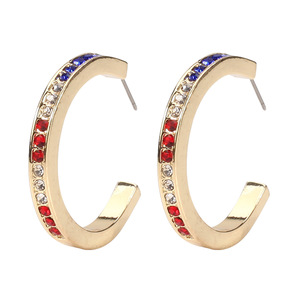 ต่างหูแบบห่วง ชุบทอง 22k ประดับเพชรรุ้ง ทรงช่องใส่เพชร เหมาะสำหรับใส่ทุกวัน สไตล์ทันสมัยสำหรับทุกเพศ - Product Image 4